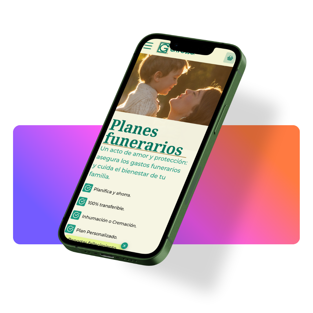 home page of a funeral plan portfolio client